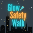 Glow Safety Walk advertisement at UT Austin with a flashlight on a night sky