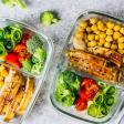 Meal prep containers with fresh food