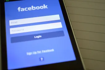 Facebook login screen on a smartphone