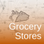 "Grocery Stores" text over a map of student neighborhoods in Austin, TEXAS