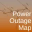 "Power Outage Map" text over a picture of a power line.