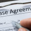 Lease agreement on a clipboard