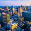 Aerial view of Austin at sunset