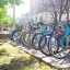 Bikes parked at a bike rack