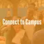 Connect to Campus graphic, photo of crowd of students