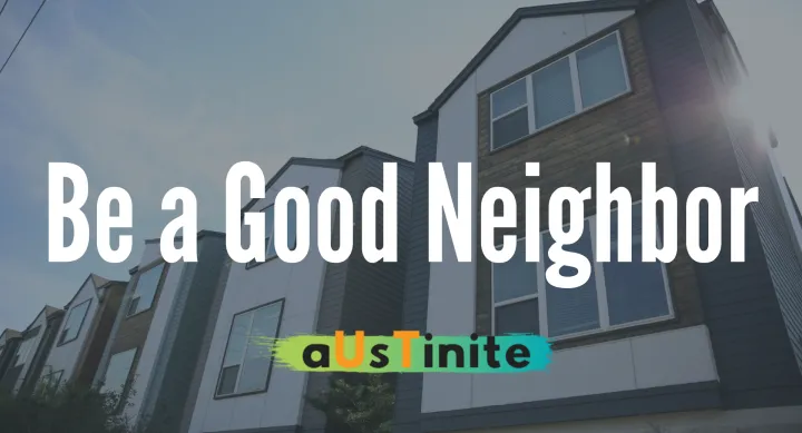 Be a Good Neighbor graphic, photo of an apartment building
