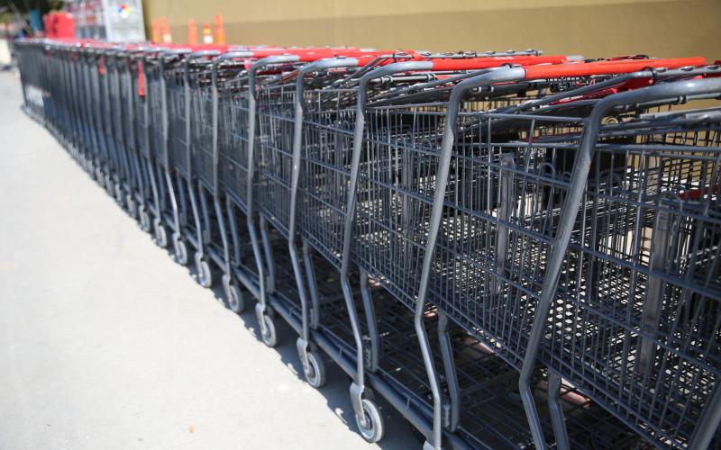 Row of grocery carts