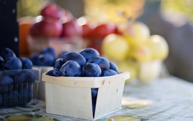 Fruit in a box at a farmers market