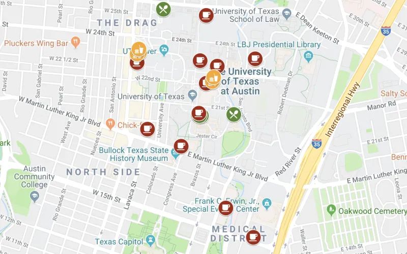 Screenshot of the campus dining map