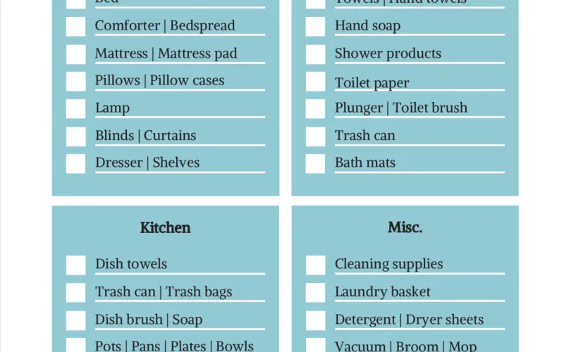 Packing checklist document