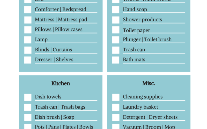 Packing checklist document