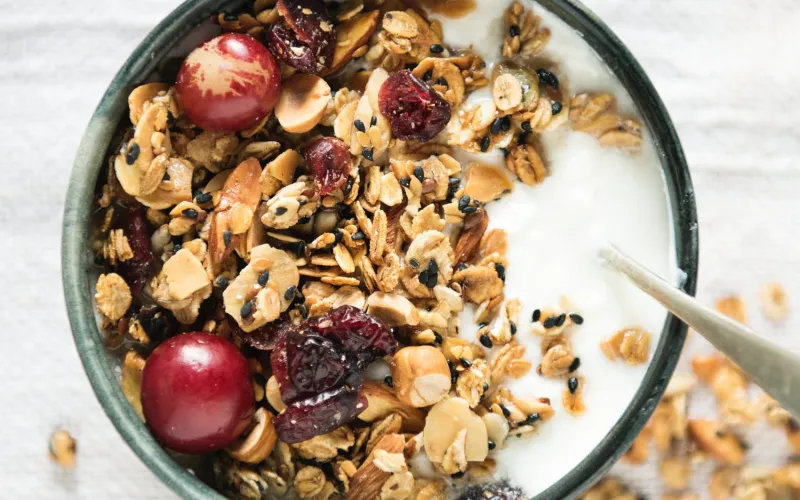 Granola and fruit in a parfait