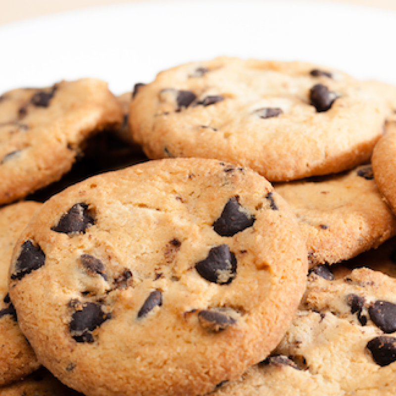 Plate of chocolate chip cookies